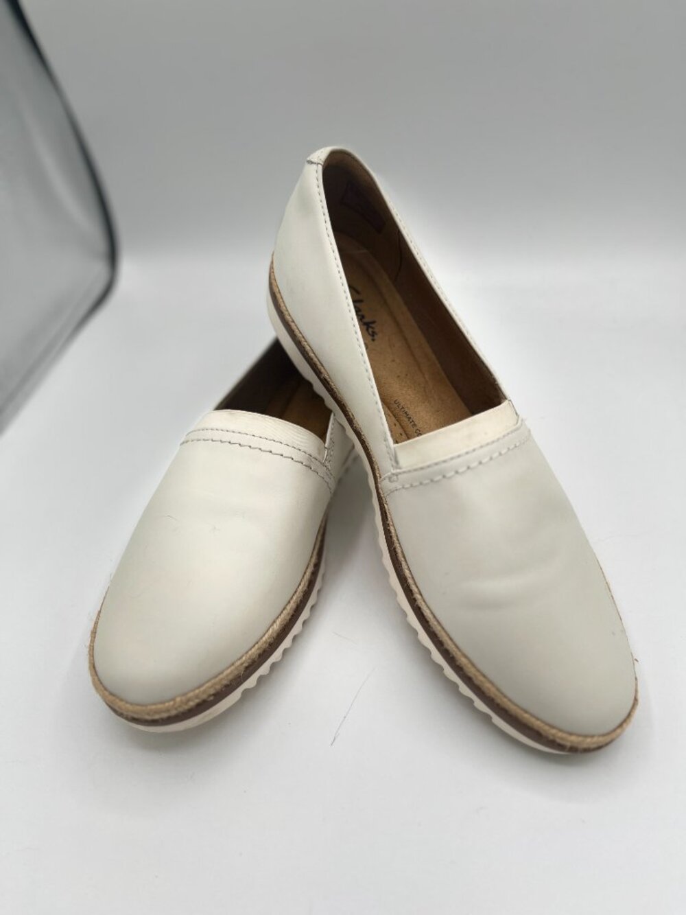 WOMENS CLARKS COLLECTION SLIP ON LOAFER WHITE 9.5 SERENA PAGE
